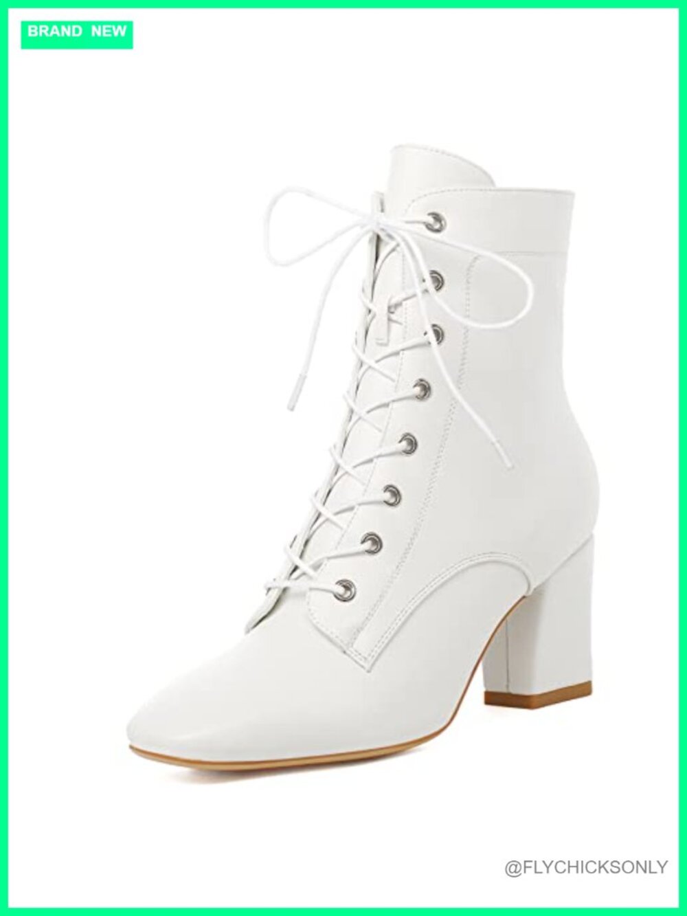 SEIFIN Square Toe Chunky Heel Ankle Boots Lace Up Block Heeled Booties